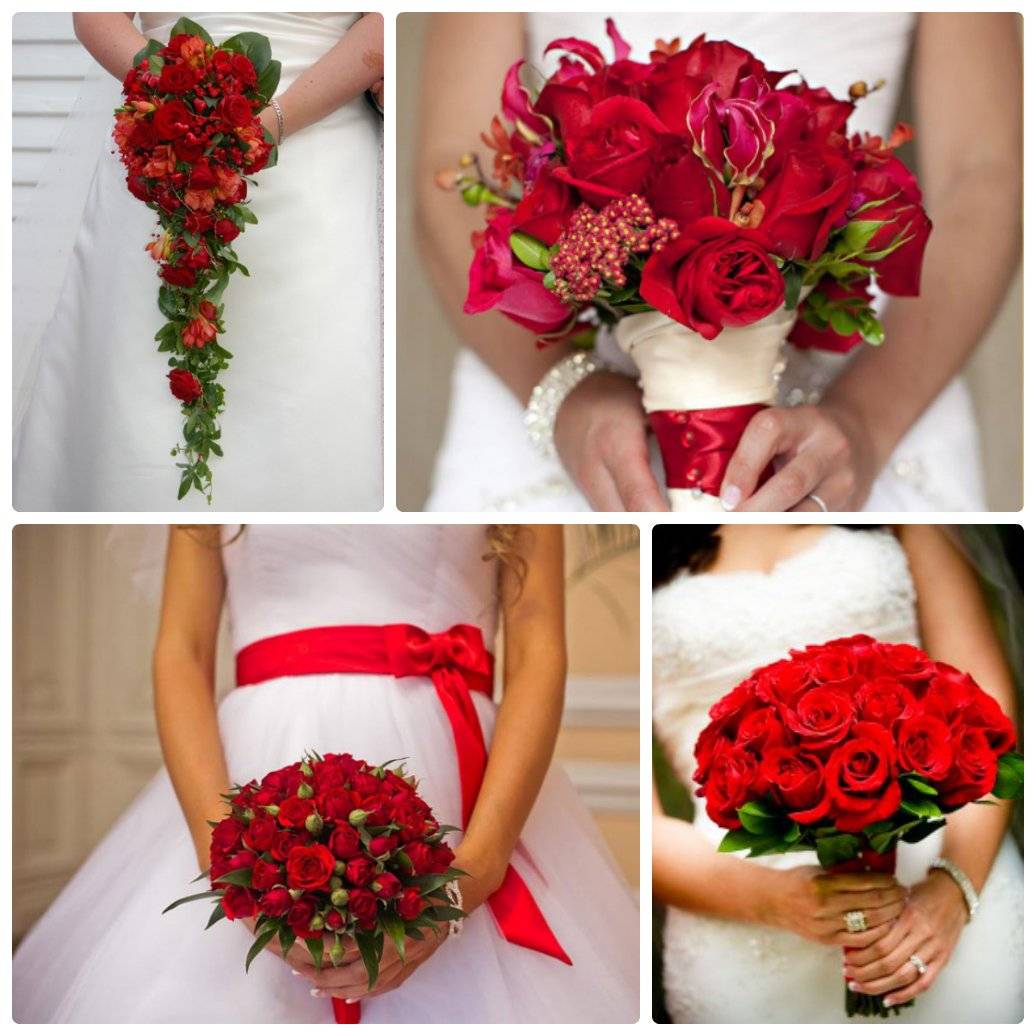 Букет невесты в красном цвете – как составить особую композицию