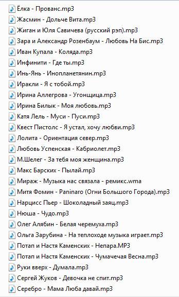 Песни с русскими именами