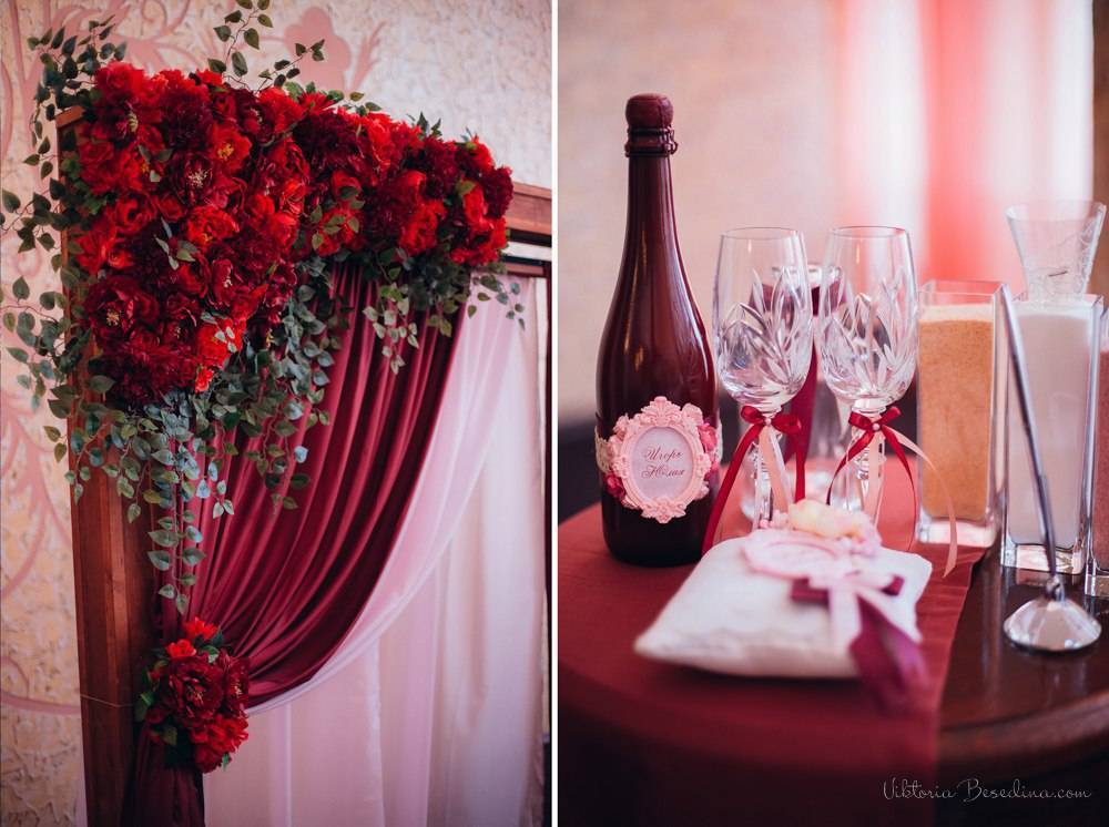 В цвете страсти: классическая свадьба в бордовой палитре