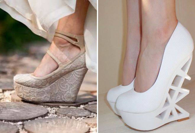Белые туфли на свадьбу - на каблуке или танкетке