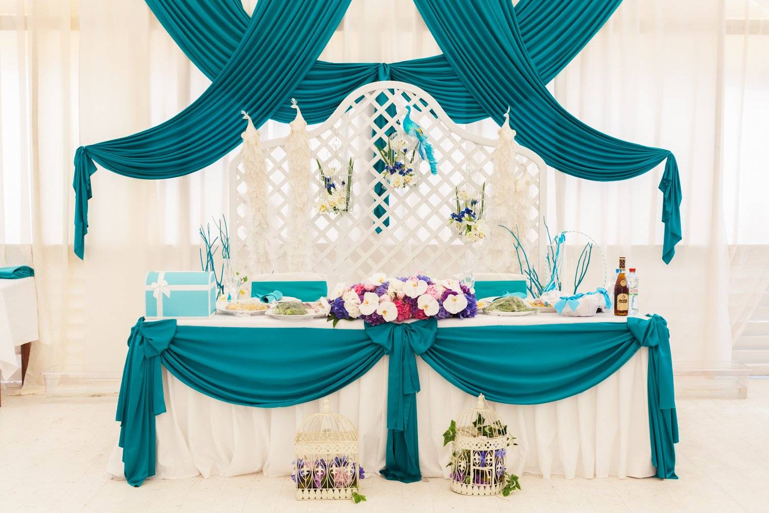 Оформление свадьбы в бирюзовом цвете – идеи украшения зала и столов